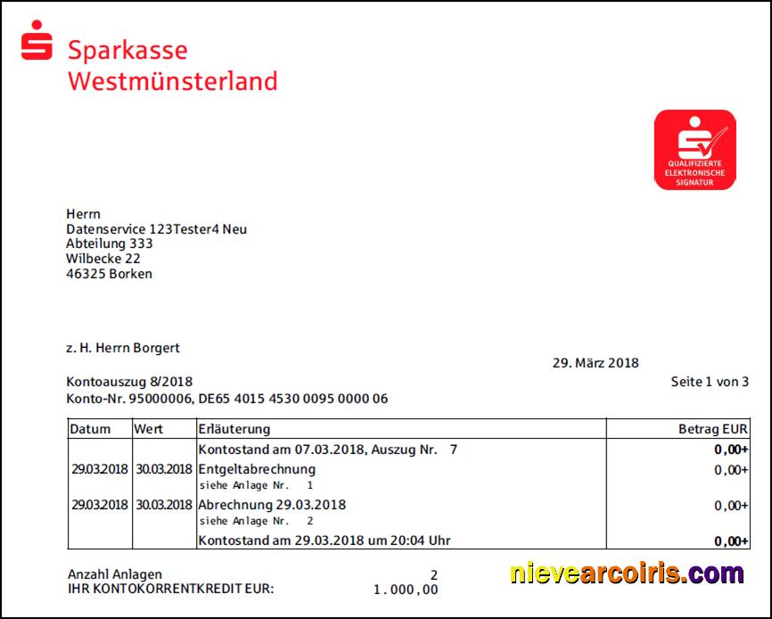 Germany Sparkasse bank statement